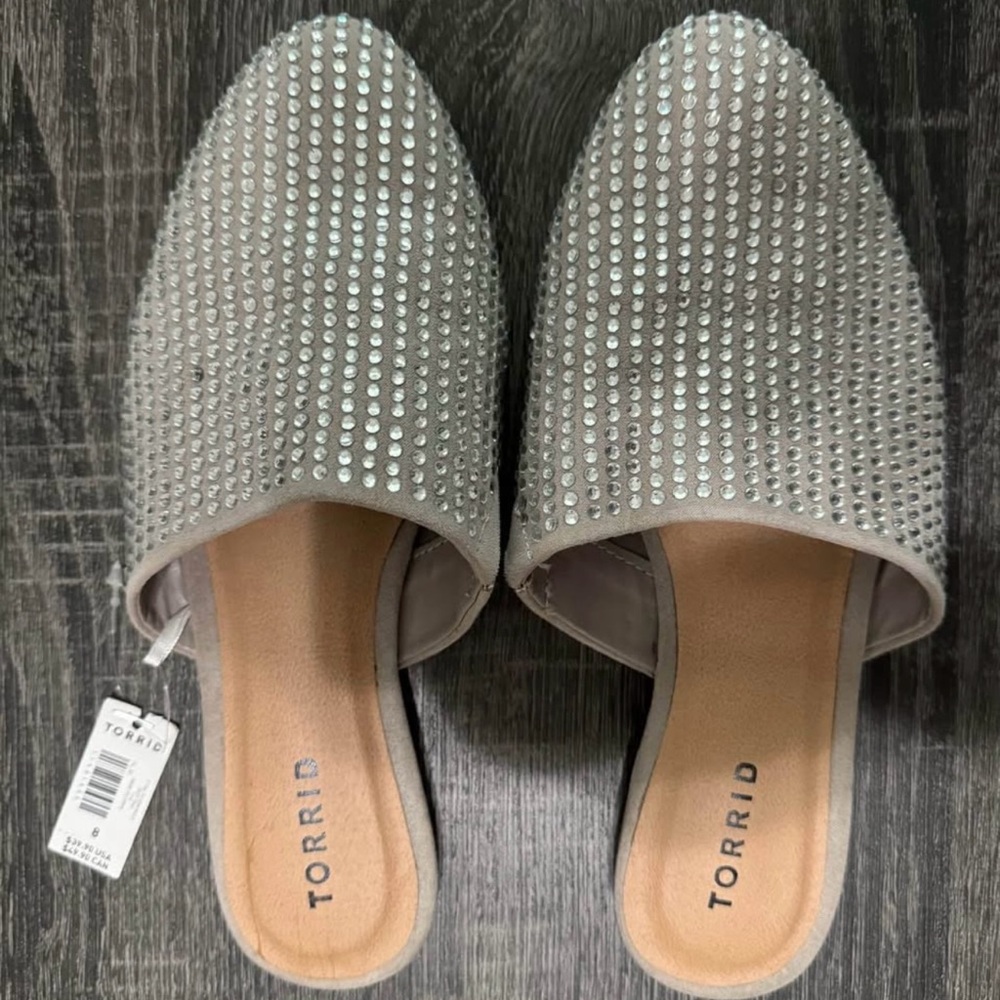Torrid Silver Slippers with Woven Texture